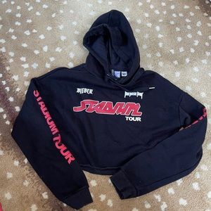 justin bieber stadium tour purpose black cropped hoodie